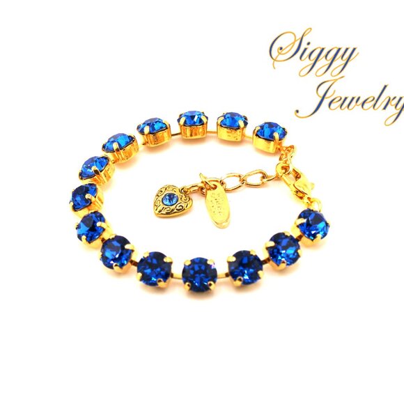 Capri Blue Tennis Bracelet made with Genuine Austrian Crystals in 8mm - Picture 3 of 7